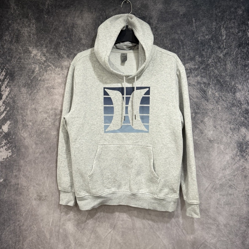 Hurley Men's Icon Graphic Drawstring Hoodie Sweatshirt Gray Size M